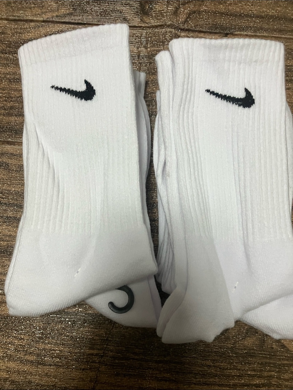 Nike White Crew Athletic Socks with Black Swoosh (Men) - Picture 2 of 5
